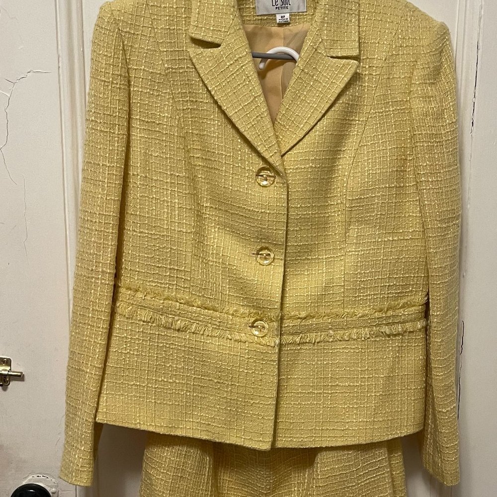 Yellow Jacket and Skirt Le Suit 80's Vintage Suit
